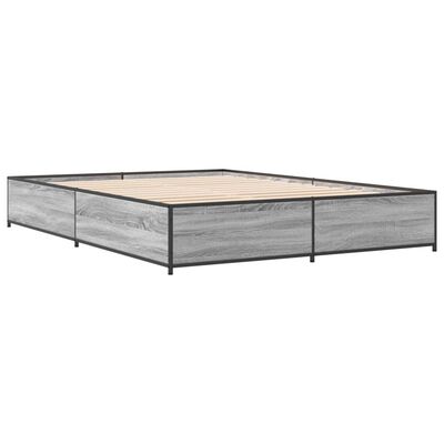 vidaXL Estructura cama madera ingeniería metal gris Sonoma 140x200 cm