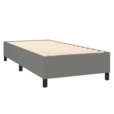 vidaXL Cama box spring con colchón tela gris oscuro 90x200 cm