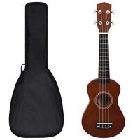 vidaXL Juego de ukelele soprano para niños con funda madera oscura 21"