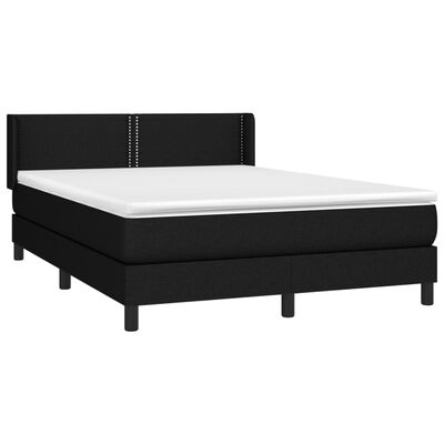 vidaXL Cama box spring con colchón tela negro 140x200 cm