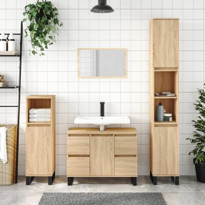 vidaXL Armario de baño madera contrachapada roble Sonoma 30x30x100 cm