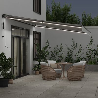 vidaXL Toldo retráctil automático luz LED antracita y blanco 500x300cm