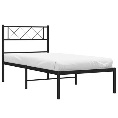 vidaXL Estructura cama sin colchón con cabecero metal negro 80x200 cm