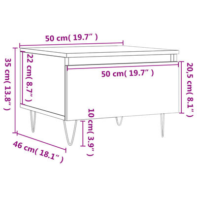 vidaXL Mesas de centro 2 uds madera ingeniería roble Sonoma 50x46x35cm