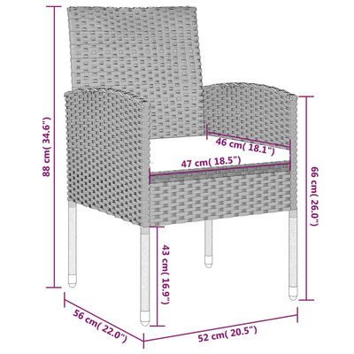 vidaXL Juego de comedor para jardín 5 piezas negro