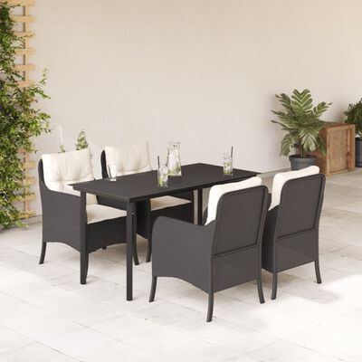 vidaXL Set de muebles jardín 5 pzas con cojines ratán sintético negro