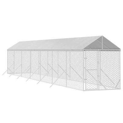 vidaXL Perrera de exterior con toldo acero galvanizado plata 2x14x2,5m