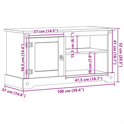 vidaXL Mueble de TV Corona madera maciza de pino 100x37x52 cm