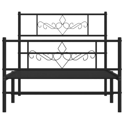 vidaXL Estructura cama sin colchón con estribo metal negro 100x190 cm