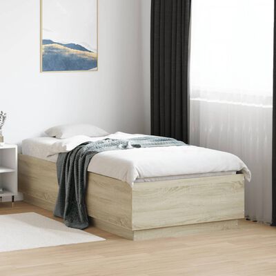 vidaXL Estructura cama con luces LED madera roble Sonoma 90x190 cm