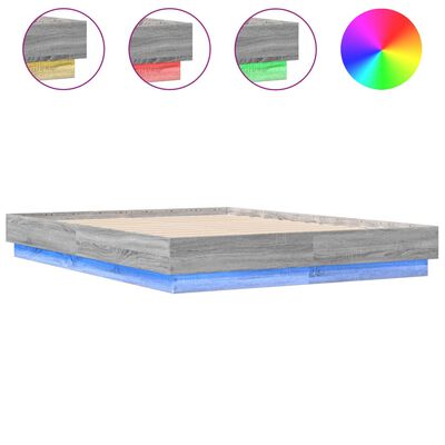 vidaXL Estructura de cama con luces LED gris Sonoma 120x190 cm