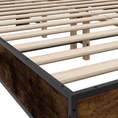 vidaXL Estructura cama madera ingeniería metal roble ahumado 140x200cm