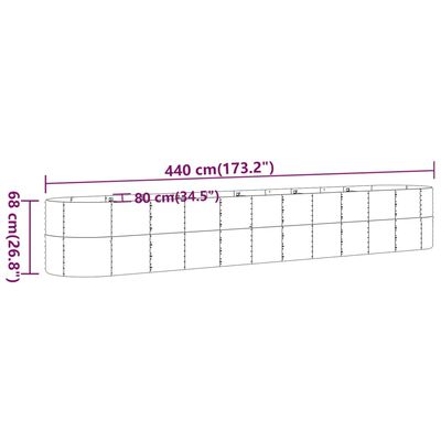 vidaXL Jardinera arriate acero recubrimiento polvo marrón 440x80x68 cm