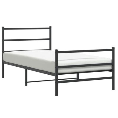 vidaXL Estructura de cama con cabecero y estribo metal negro 100x190cm