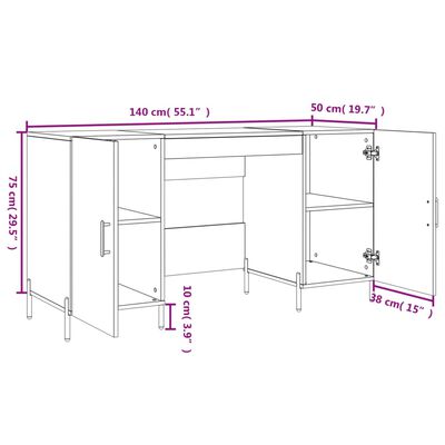 vidaXL Escritorio madera de ingeniería gris Sonoma 140x50x75 cm