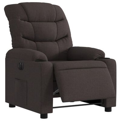 vidaXL Sillón reclinable eléctrico tela marrón oscuro