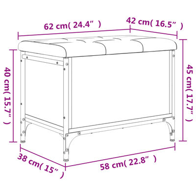 vidaXL Banco con almacenaje madera ingeniería gris Sonoma 62x42x45 cm