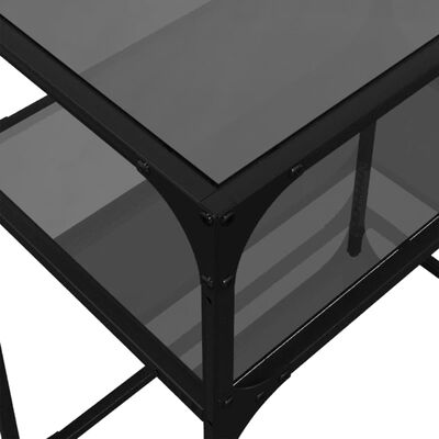 vidaXL Mesa consola con superficie de vidrio negro acero 60x35x81 cm