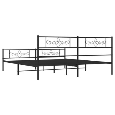 vidaXL Estructura cama sin colchón con estribo metal negro 193x203 cm