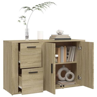 vidaXL Aparador madera contrachapada roble Sonoma 100x33x59,5 cm