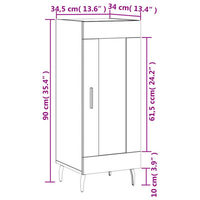 vidaXL Aparador madera contrachapada color roble Sonoma 34,5x34x90 cm