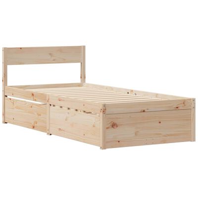 vidaXL Cama con cajones y colchón madera maciza de pino 90x200 cm