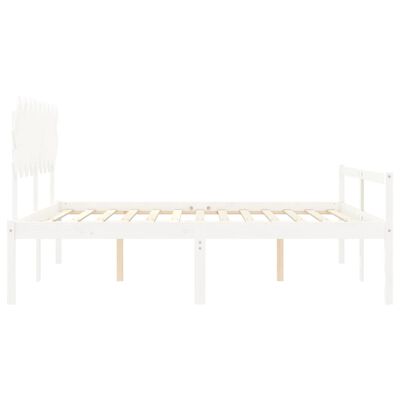 vidaXL Cama matrimonio personas mayores cabecero madera maciza blanco