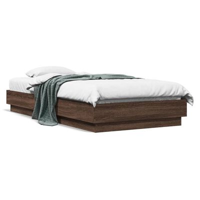 vidaXL Estructura de cama sin colchón madera marrón roble 75x190 cm