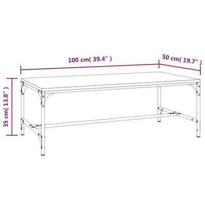 vidaXL Mesa de centro madera contrachapada gris Sonoma 100x50x35 cm