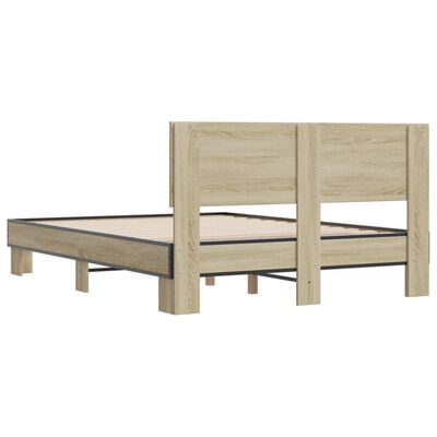 vidaXL Estructura cama madera ingeniería metal roble Sonoma 140x200 cm