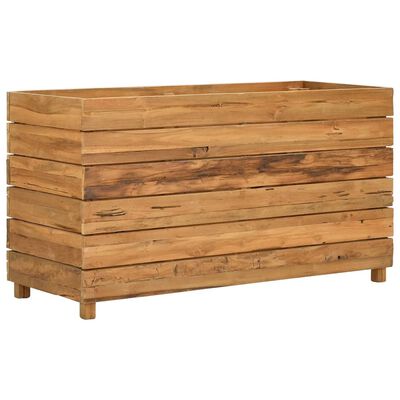 vidaXL Arriate elevado madera de teca reciclada y acero 100x40x55 cm