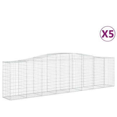 vidaXL Cestas de gaviones 5 uds forma de arco hierro 400x50x100/120 cm