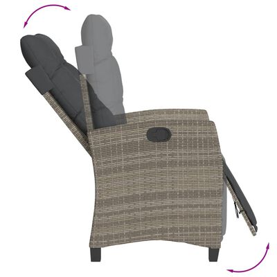 vidaXL Set comedor jardín 7 pzas y cojines ratán sintético gris