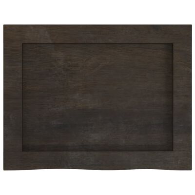 vidaXL Encimera baño madera maciza tratada marrón oscuro 40x30x(2-4)cm