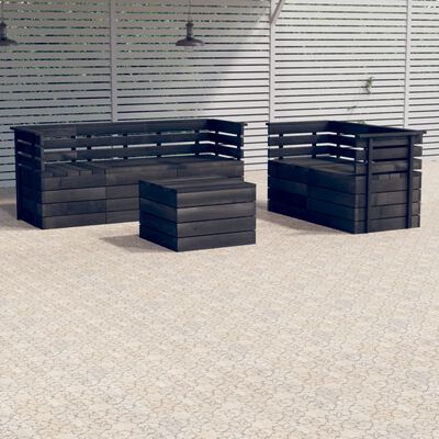 vidaXL Muebles palets de jardín 6 pzas madera maciza pino gris oscuro