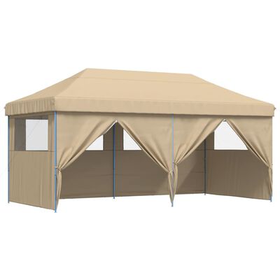 vidaXL Tienda de fiesta plegable Pop-Up con 4 paredes laterales beige