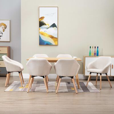 vidaXL Sillas de comedor 6 unidades tela color crema