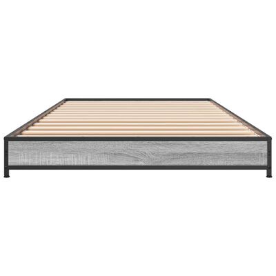 vidaXL Estructura cama madera ingeniería metal gris Sonoma 75x190 cm