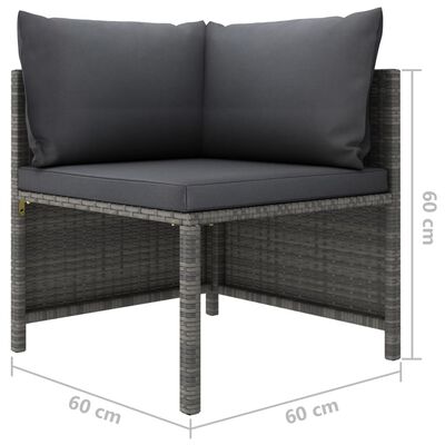 vidaXL Set de muebles de jardín 5 pzas y cojines ratán sintético gris