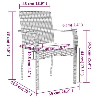 vidaXL Set de comedor de jardín 7 pzas y cojines ratán sintético negro