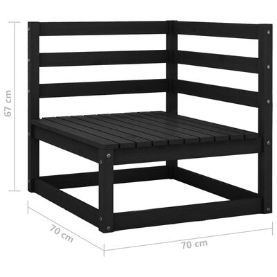 vidaXL Juego de muebles de jardín 3 piezas negro madera maciza de pino