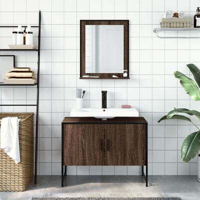 vidaXL Set de muebles de baño 2 pzas madera de ingeniería marrón roble