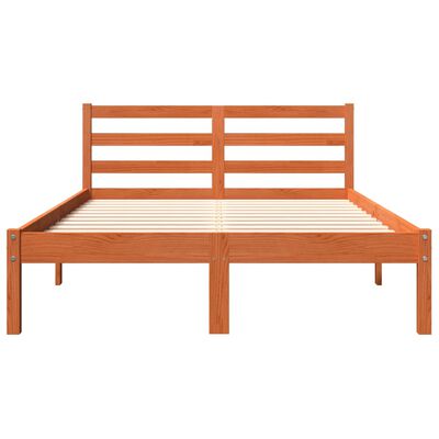 vidaXL Cama sin colchón madera maciza de pino marrón cera 140x200 cm