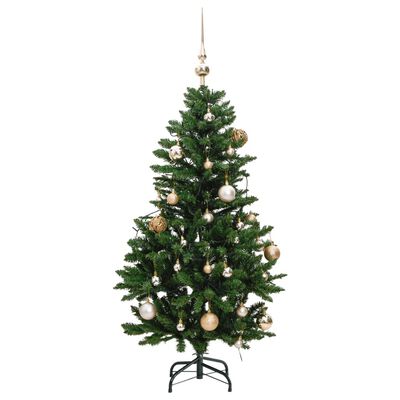 vidaXL Árbol de Navidad artificial con bisagras 150 LED y bolas 150 cm