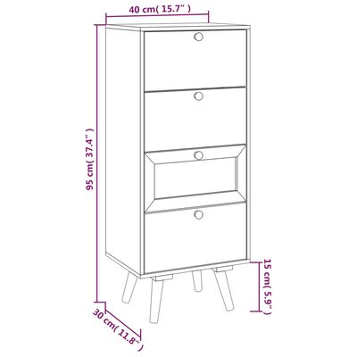 vidaXL Aparador alto con cajones madera contrachapada 40x30x95 cm