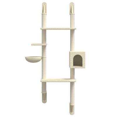 vidaXL Árbol rascador para gatos de pared crema 180 cm