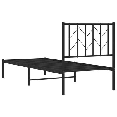 vidaXL Estructura de cama con cabecero metal negro 75x190 cm