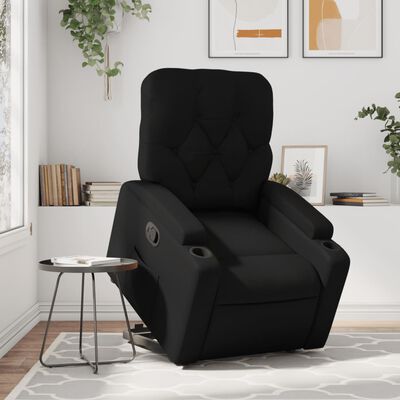 vidaXL Sillón reclinable elevable cuero artificial negro