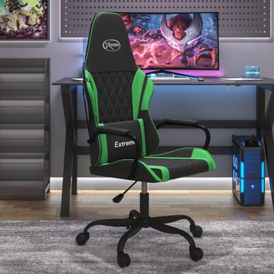 vidaXL Silla gaming de masaje cuero sintético negro y verde