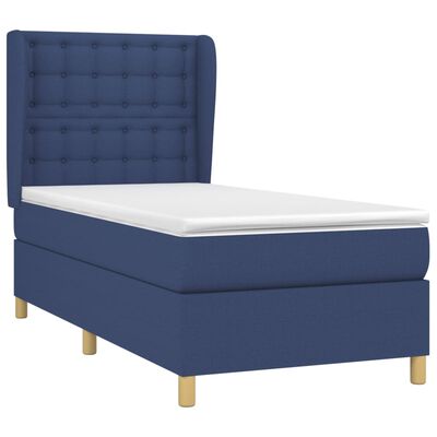 vidaXL Cama box spring con colchón tela azul 80x200 cm